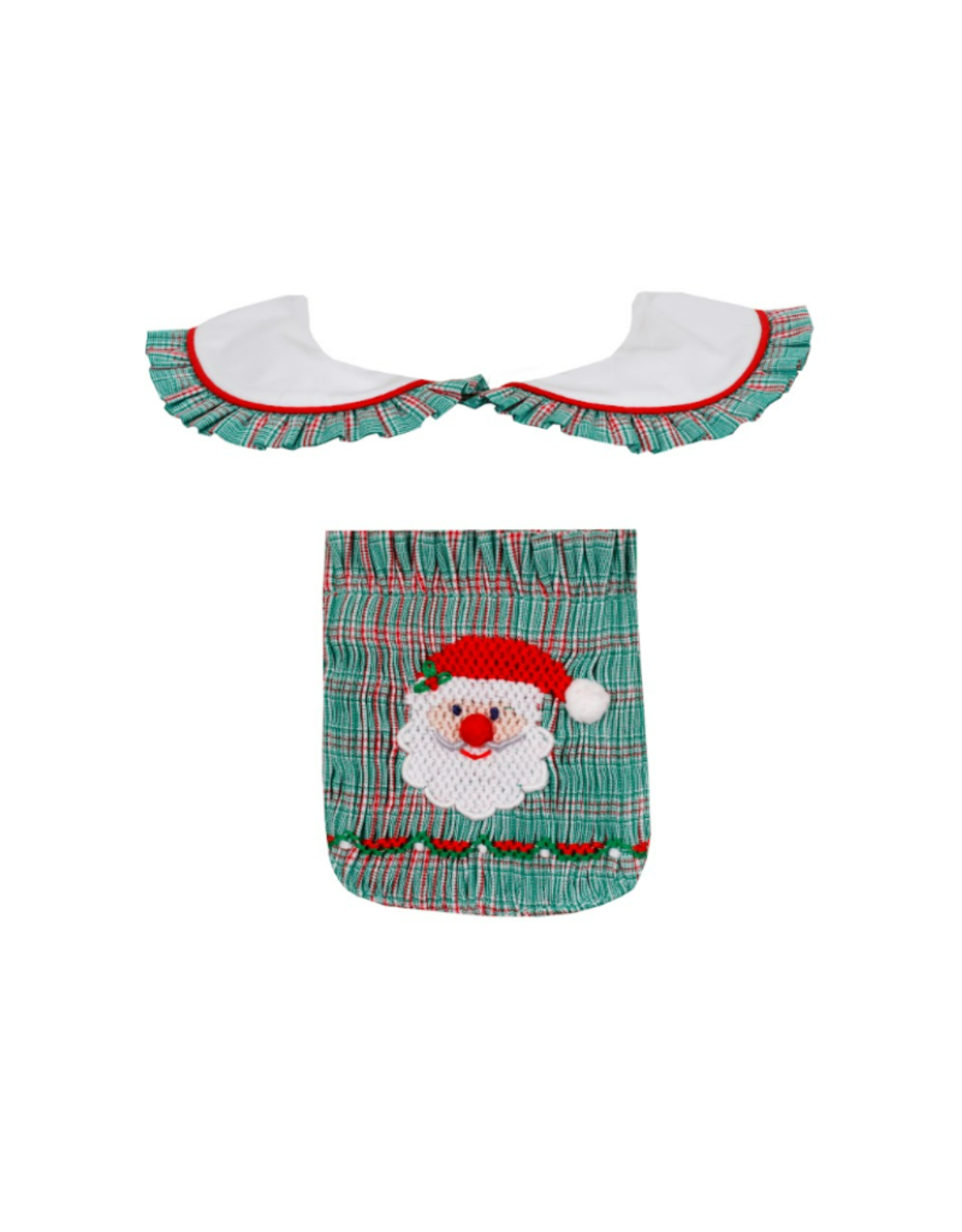 Anavini Green/Red Plaid Dress with Santa Smock Pockets