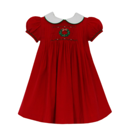 Anavini Red Cord Dress with Wreath Smock
