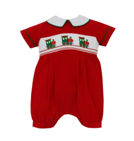 Anavini Red Cord Romper with Train Smock