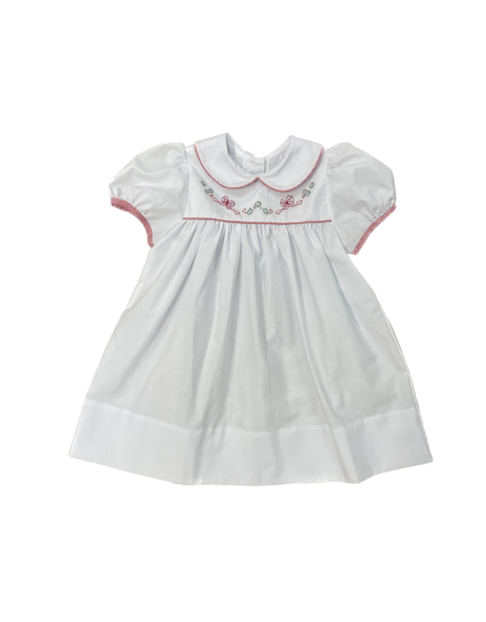 Auraluz White Bow and Holly Christmas Dress