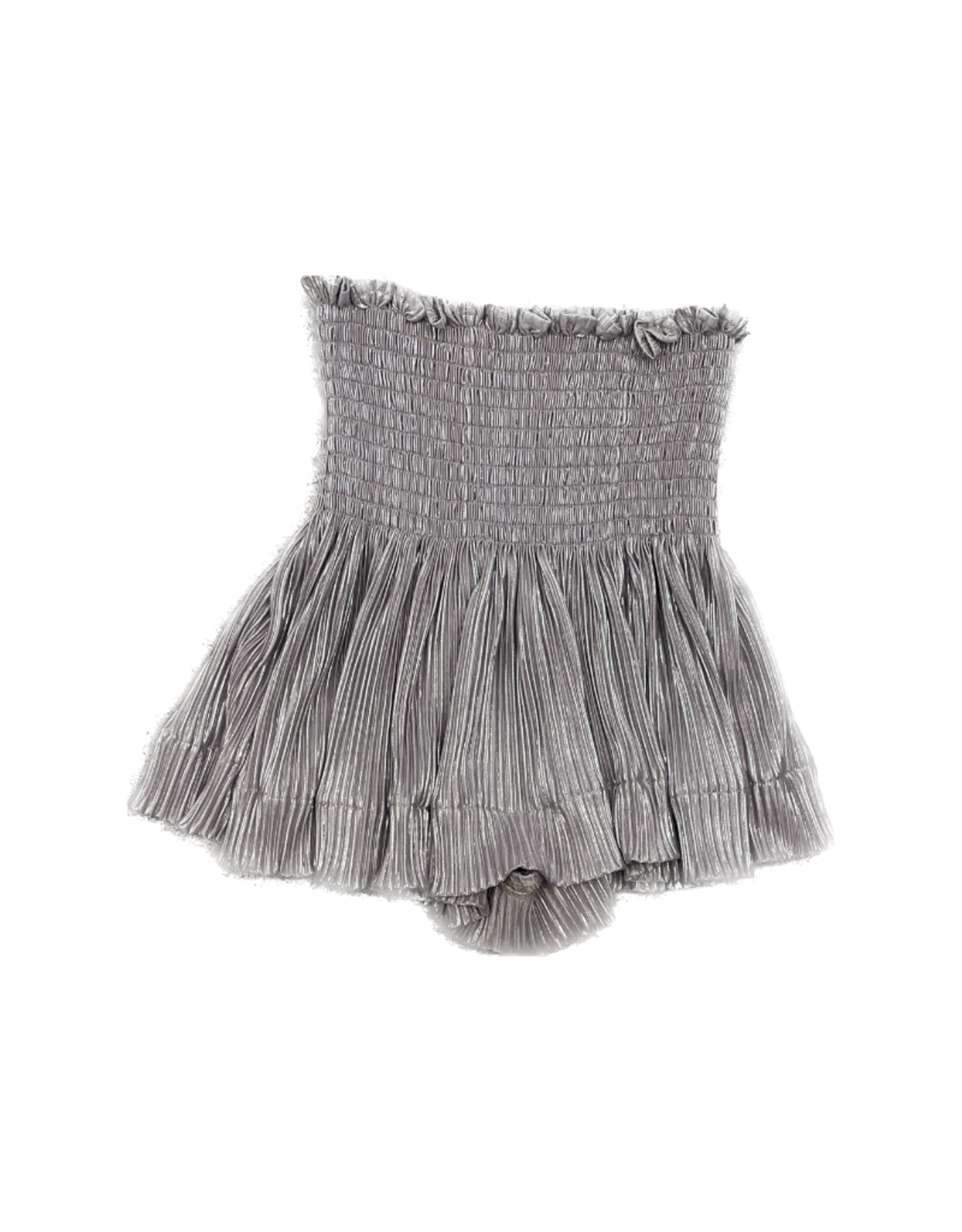 Queen of Sparkles Silver Pleated Swing Shorts