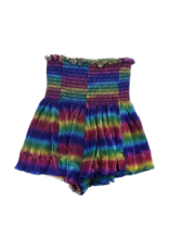 Queen of Sparkles Blue Rainbow Pleated Swing Shorts