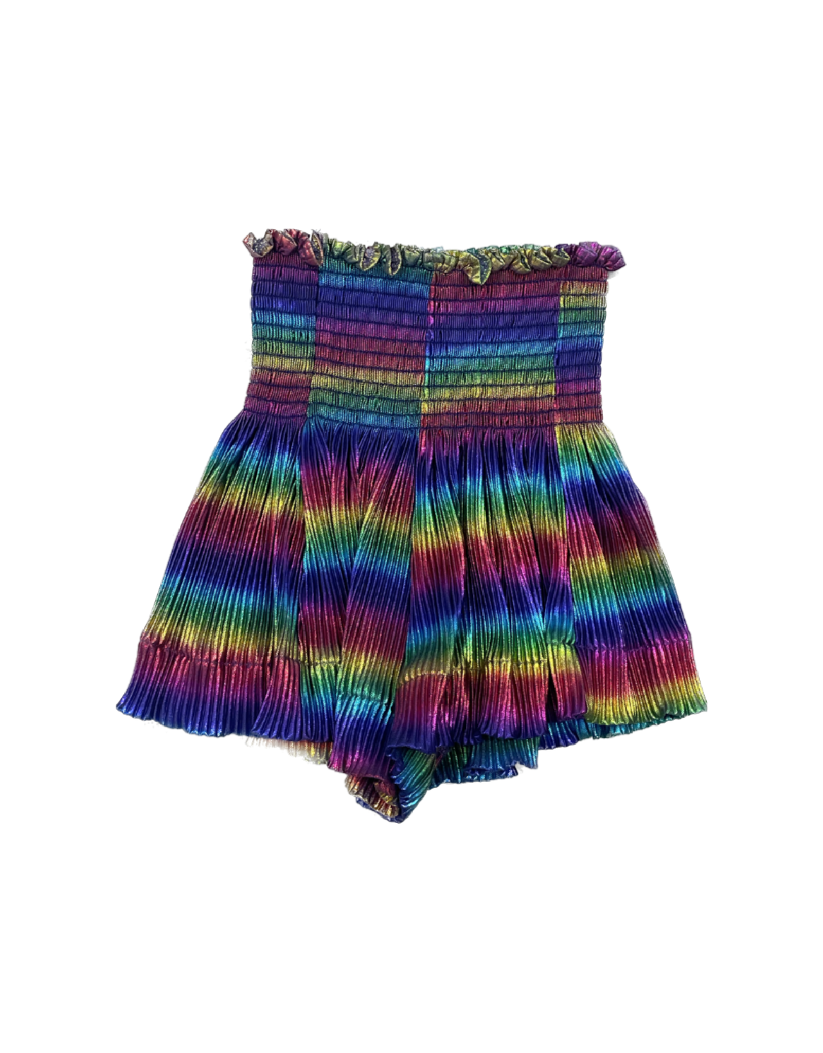 Queen of Sparkles Blue Rainbow Pleated Swing Shorts