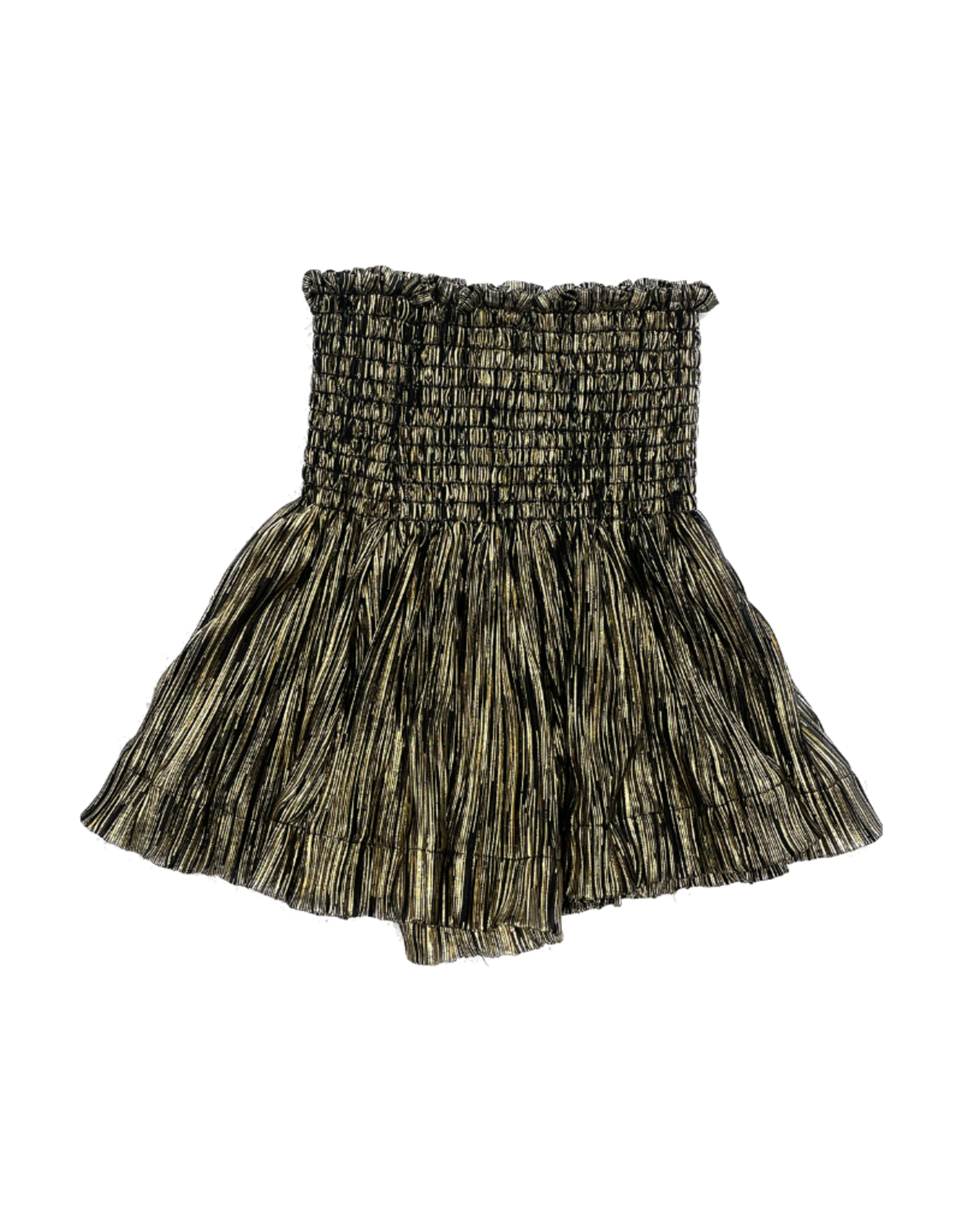 Queen of Sparkles Black/Gold Pleated Swing Shorts