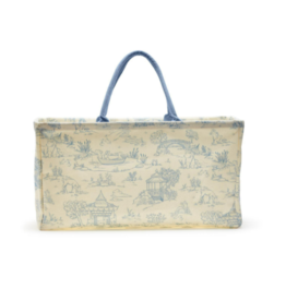 Two's Company Blue Toile Hamper Bag