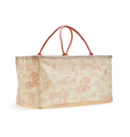 Two's Company Pink Toile Hamper Bag