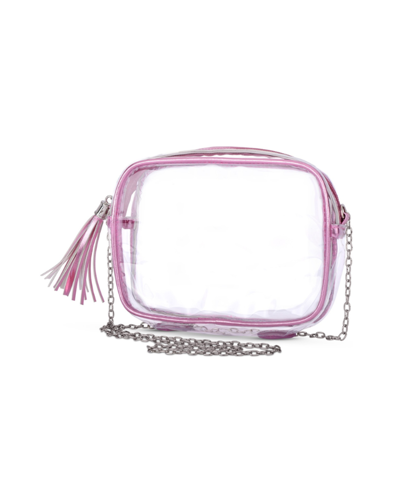 Iscream Pink Metallic Clear Crossbody Bag