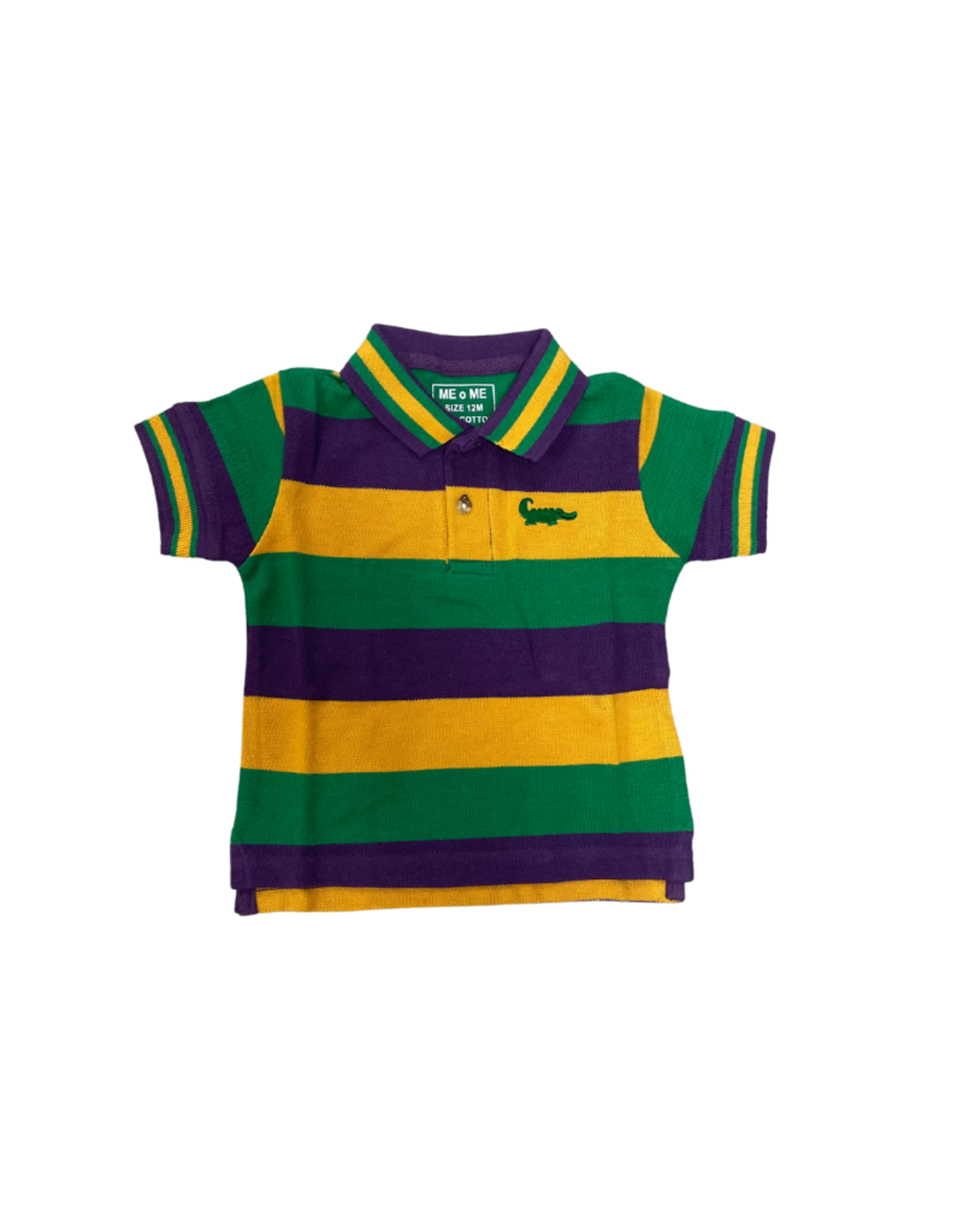 Lulu Bebe LLC Mardi Gras Stripe Short Sleeve Polo Shirt