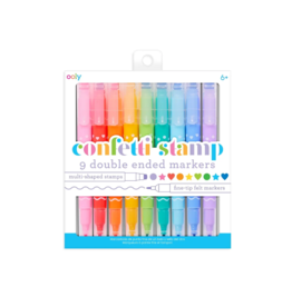 OOLY Confetti Stamp Double Ended Markers Set Of 9