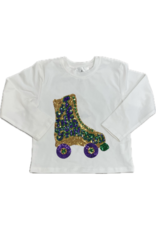 Belle Cher Mardi Gras Rollerskate Sequin LS Shirt