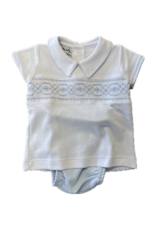 Magnolia Baby Abby & Alex Smocked Collared SS Diaper Set, Lt Blue