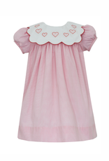 Anavini Pink Gingham with Scallop Heart Collar Dress