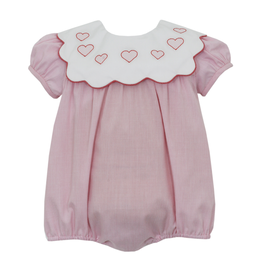 Anavini Pink Gingham with Scallop Heart Collar Bubble
