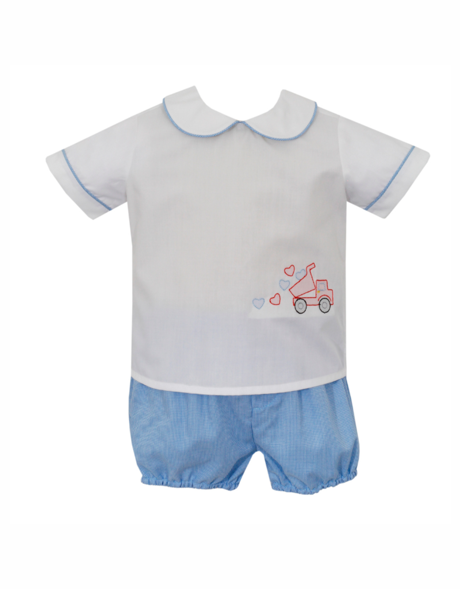 Anavini Blue Gingham Diaper Set with Dump Truck Heart