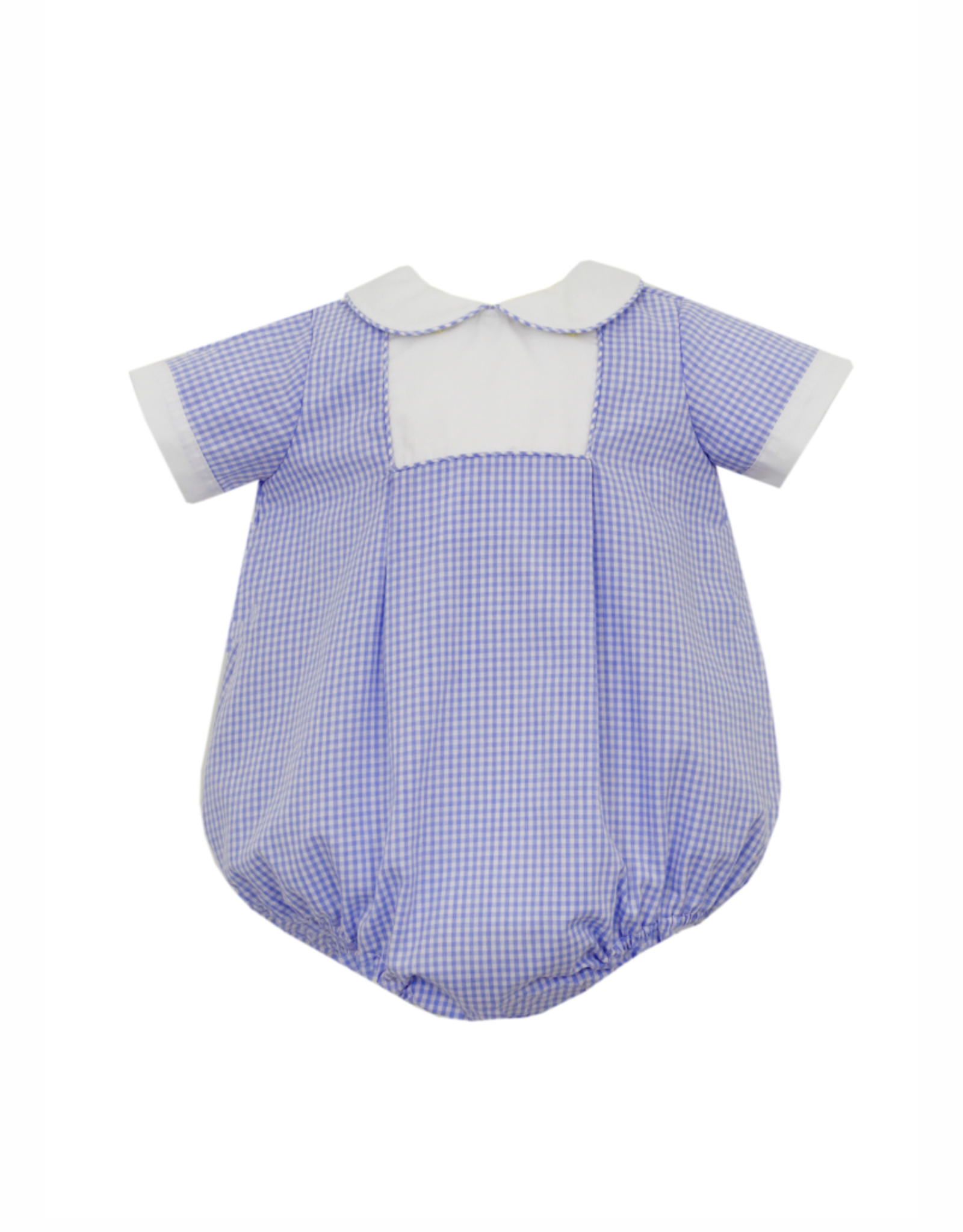 Claire and Charlie Blue Gingham Boys Bubble with White Square