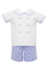 Claire and Charlie Blue Gingham Boys Short Set with Buttons