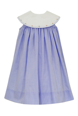 Claire and Charlie Blue Gingham Sleeveless Dress with Round Collar