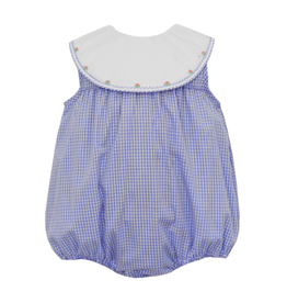 Claire and Charlie Blue Gingham Sleeveless Bubble with Round Collar