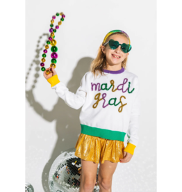 mardi gras glitter script sweater