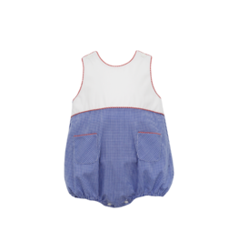 Petit Bebe Royal Blue Gingham Boy's Sunbubble Red Trim