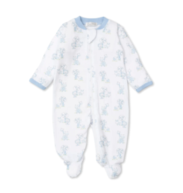 Kissy Kissy Light Blue Gingham Jungle Zipper Footie PJs