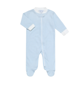 Nella Blue Gingham Zipper Footie