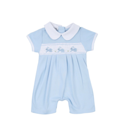 Magnolia Baby Blue Bunny Classics Smocked Collared Playsuit