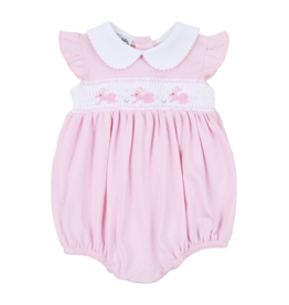 Magnolia Baby Pink Bunny Classics Smocked Collared Flutters Bubble