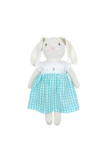 Petit Ami Knit Bunny Doll with Teal Gingham and Bunny Dress
