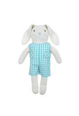 Petit Ami Knit Bunny Doll with Teal Gingham and Bunny Jon Jon