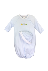 Petit Ami Blue Knit Bunny Embroidery Converter Gown with Hat NB