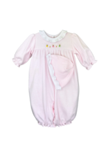 Petit Ami Pink Knit Bunny Embroidery Converter Gown with Hat NB