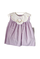 Petit Ami Lavender Scallop Collar Dress with Embroidered Wreath
