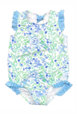 James and Lottie Blue/Green Floral Audrey One Piece Swimsuit