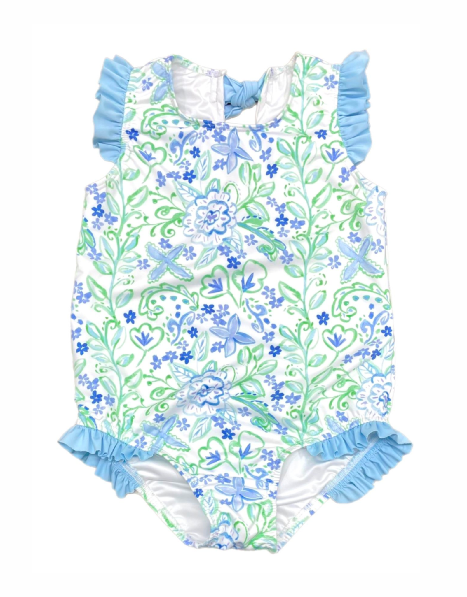 James and Lottie Blue/Green Floral Audrey One Piece Swimsuit