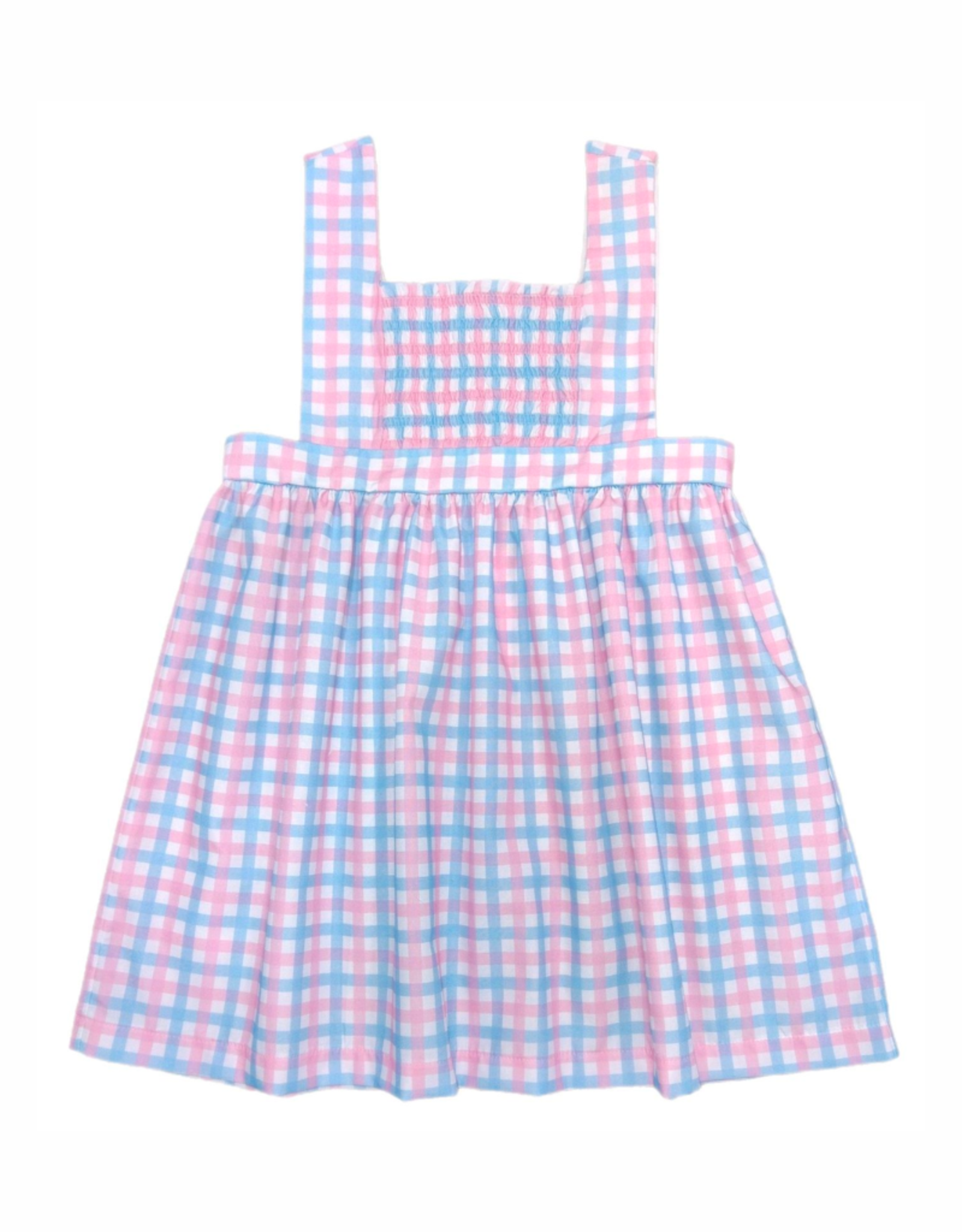 James and Lottie Pink and Blue Check Sutton Smocked Dress