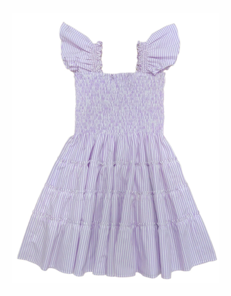 Charlotte Lavender Stripe Dress - Mini Macarons Boutique