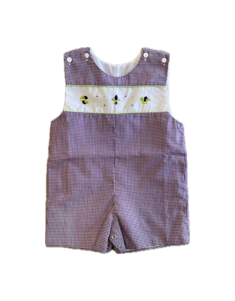 Mardi Gras Stripe Short Sleeve Shortall