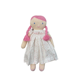 Petit Ami Knit Pink Doll With Floral Smocked Dress
