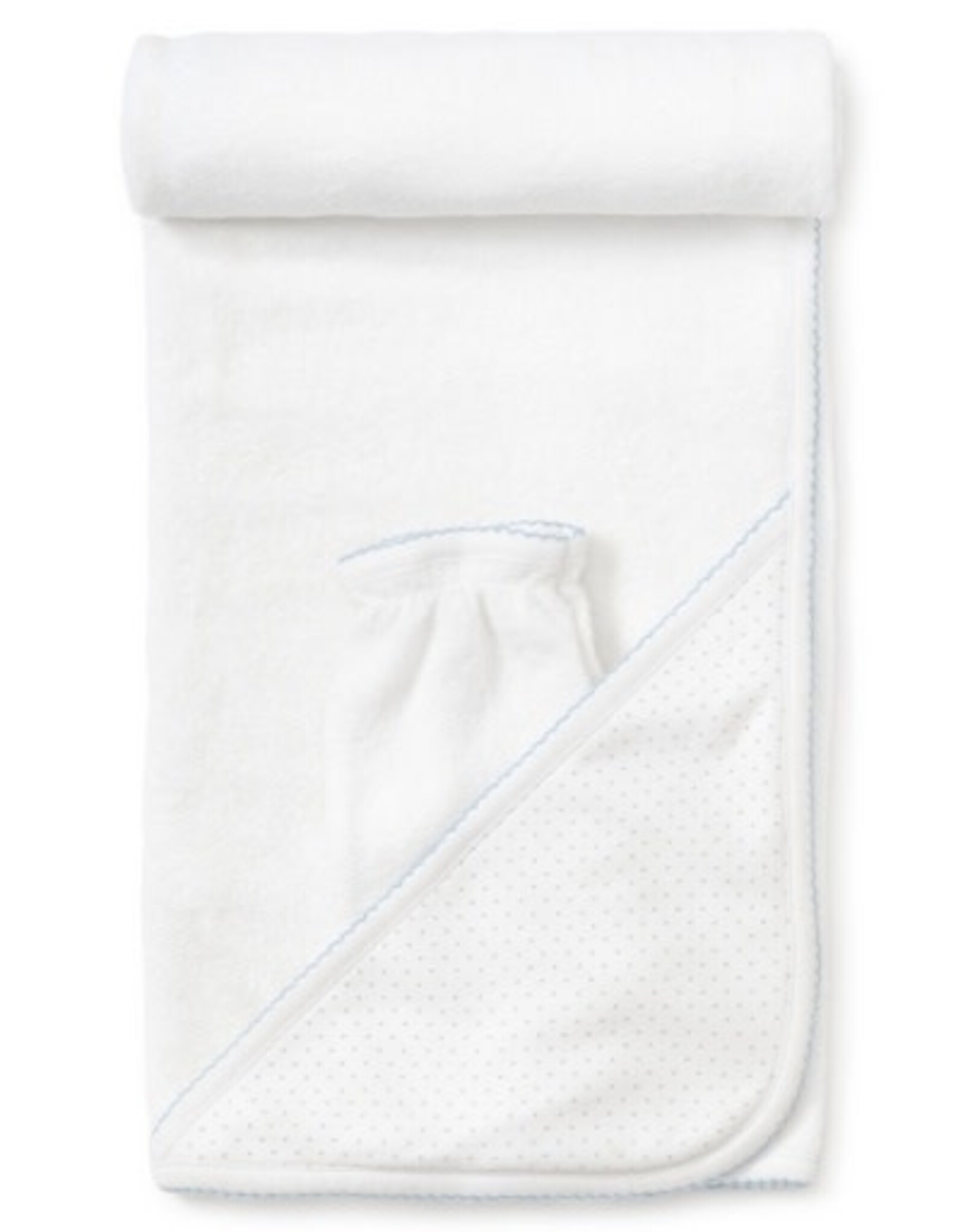 Kissy Kissy New Kissy Dots Towel w/ Mitt, White/Lt Blue