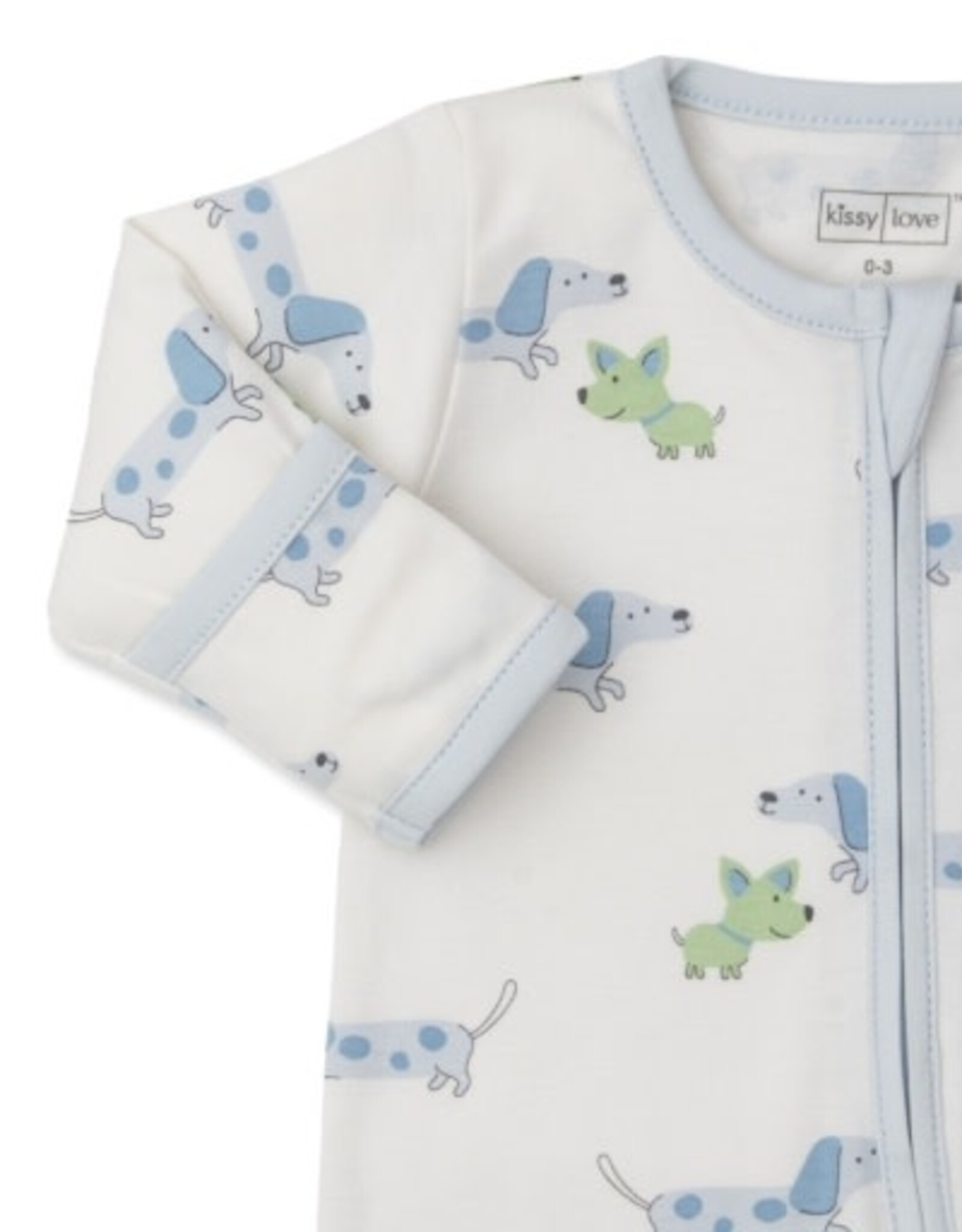 Kissy Kissy Blue Puppy Fun Zip Footie