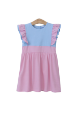 Trotter Street Kids Rosie Dress, Light Pink Stripe & Light Blue