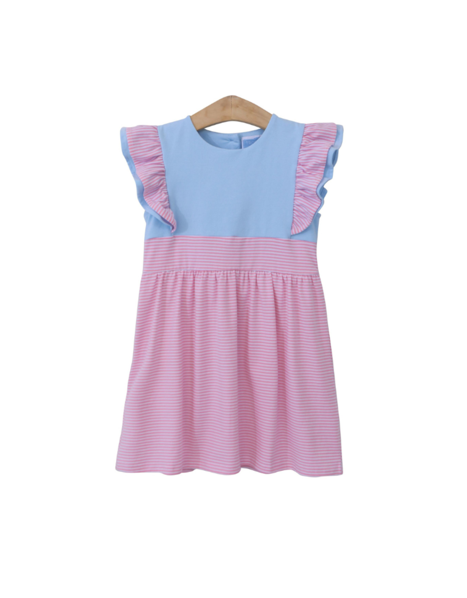 Trotter Street Kids Rosie Dress, Light Pink Stripe & Light Blue