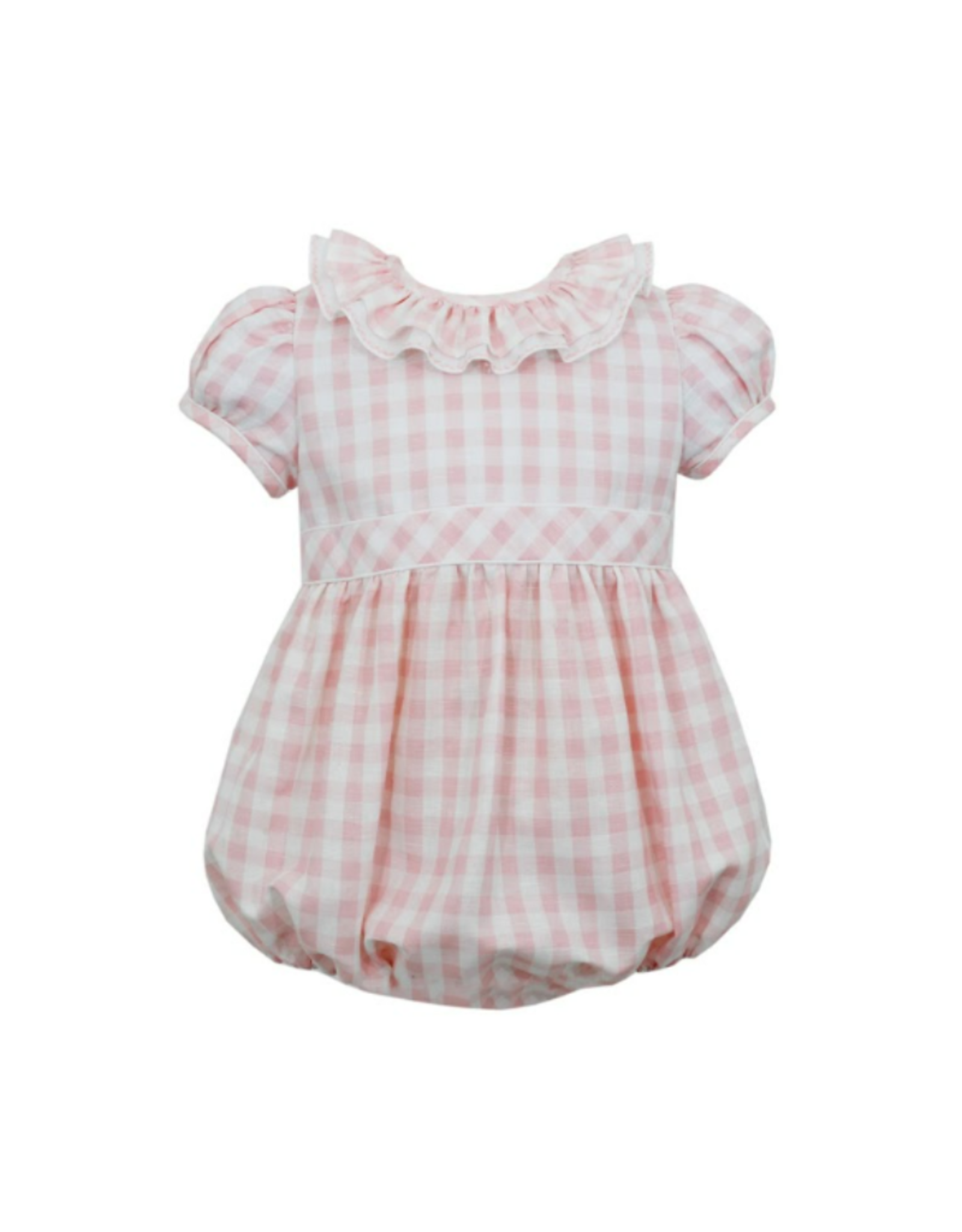 Claire and Charlie Pink Check Ruffle Collar Bubble
