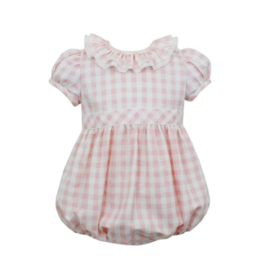 Claire and Charlie Pink Check Ruffle Collar Bubble