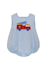 Claire and Charlie Blue Gingham Firetruck Knit Sunbubble