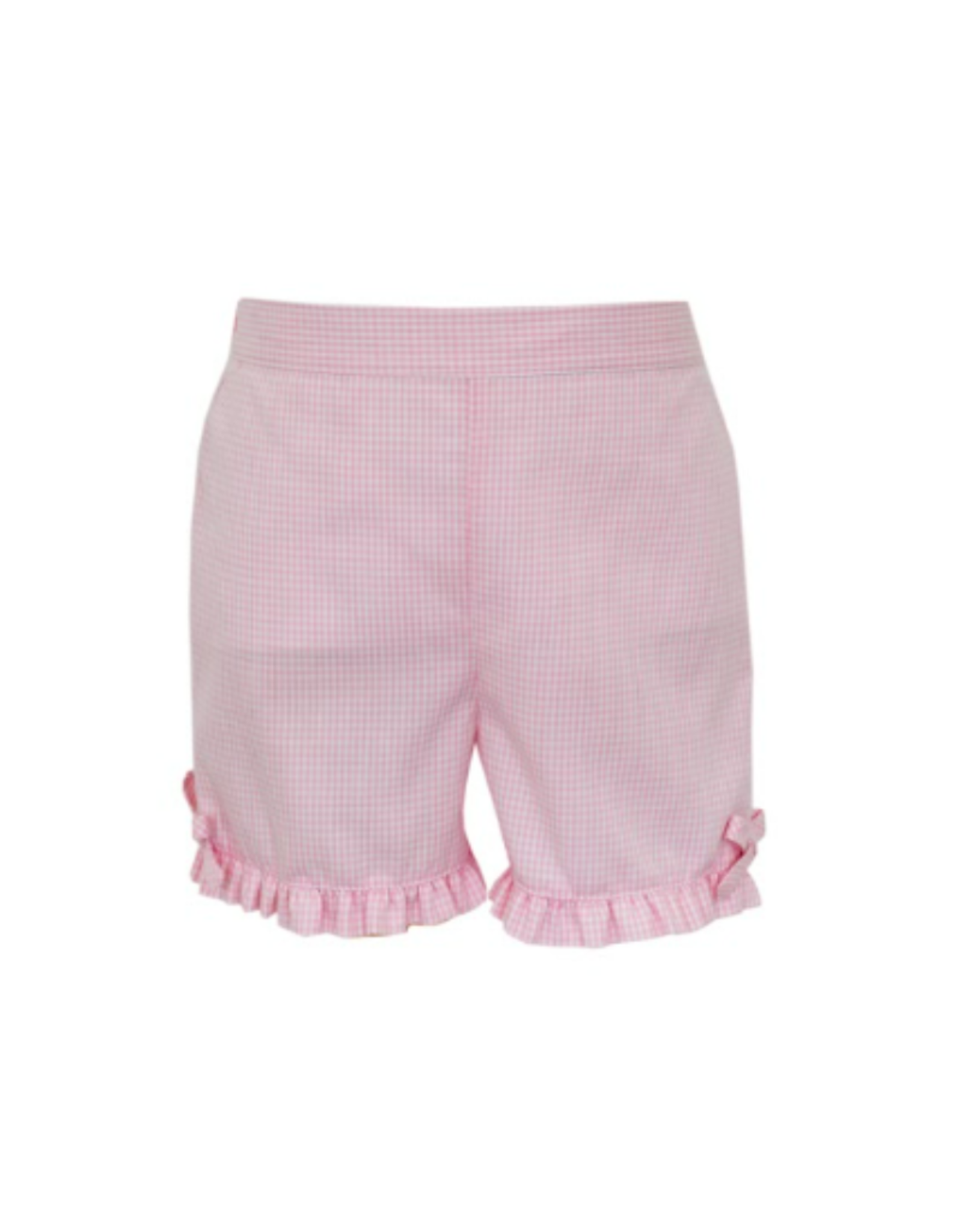 Anavini Pink Gingham Ruffle Shorts with Bow