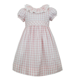 Claire and Charlie Pink Check Ruffle Collar Dress