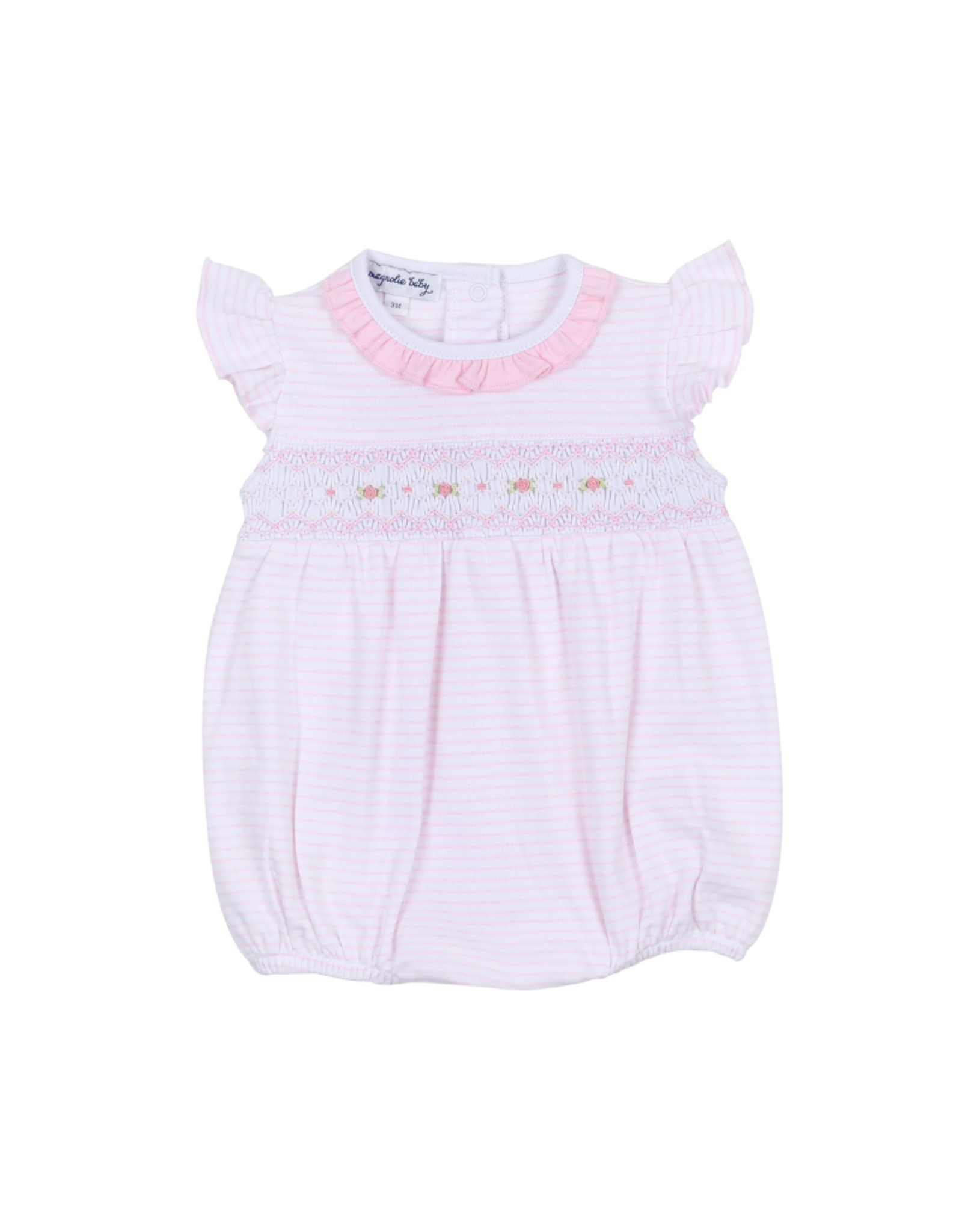 Magnolia Baby Katie & Kyle Pink Smocked Ruffle Flutters Bubble