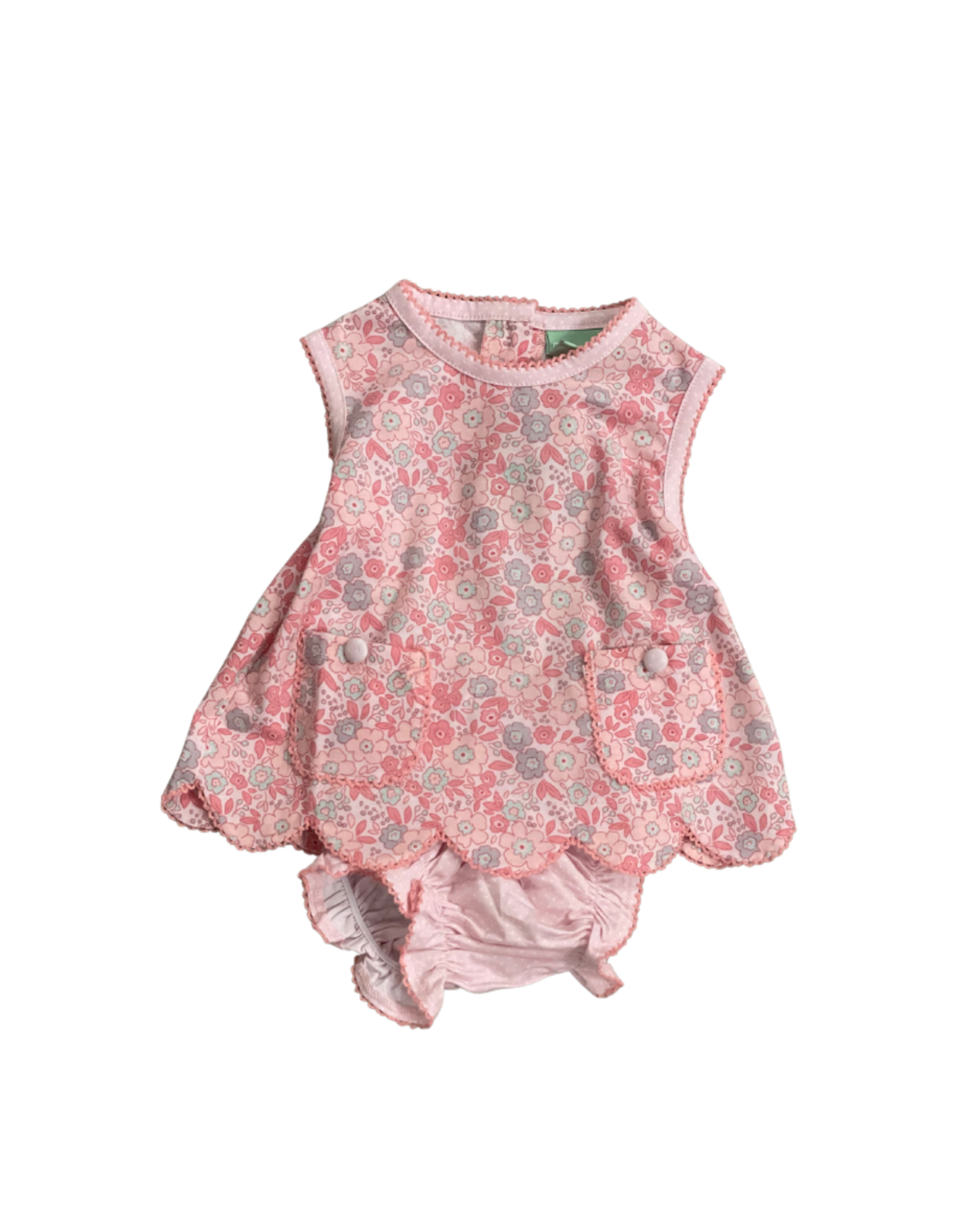 Sage and Lilly Pink Floral Scallop Bloomer Set